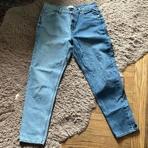 Women’s Two-Tone Blue Denim Mom Jeans